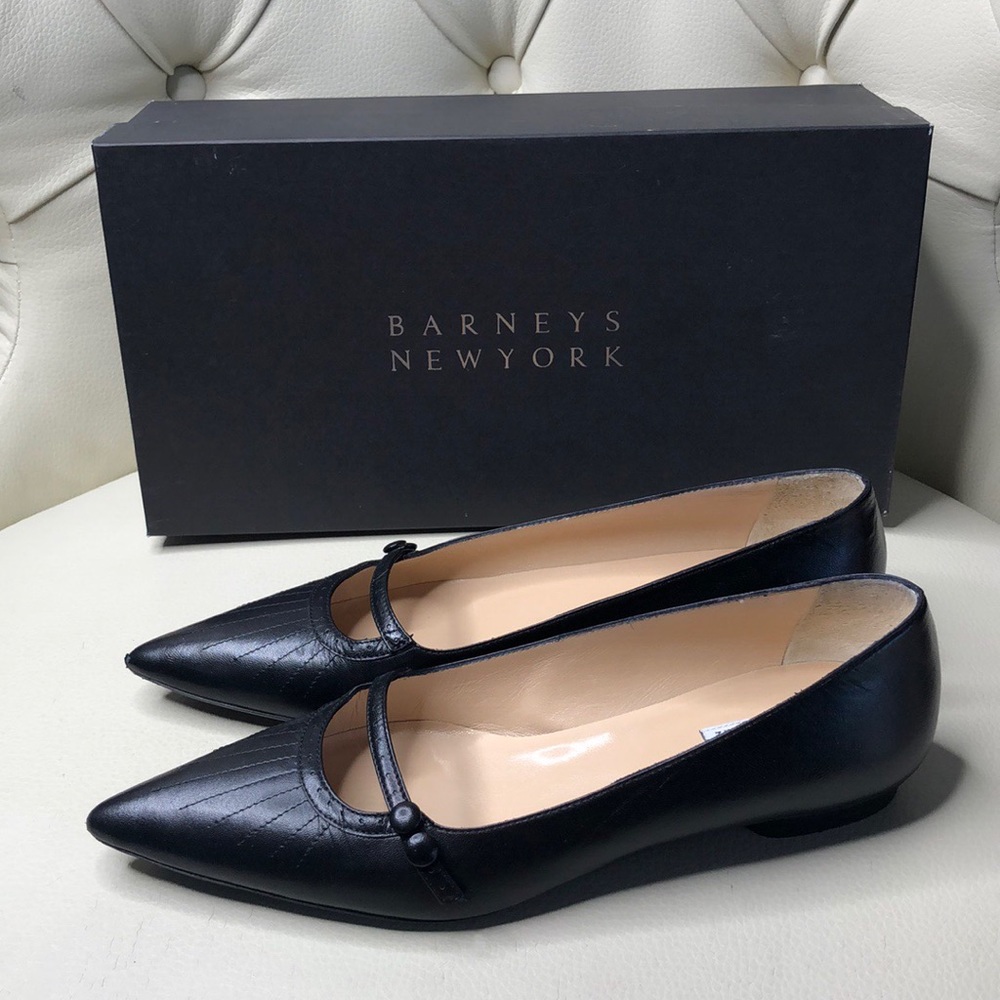 Coop Barneys New York Black Flats Pointed Toe